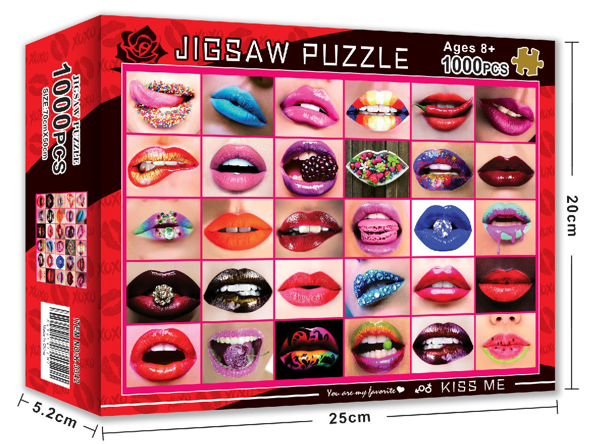 Lipstick Mouth Small Jigsaw Puzzles , 1000pc 1.8mm Modern Jigsaw Puzzles