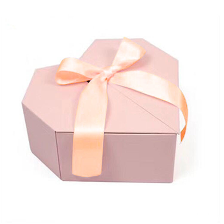 Flower Gift Paper Box Custom Logo Colorful Magnetic Double Open Heart-shaped Ribbon Luxury